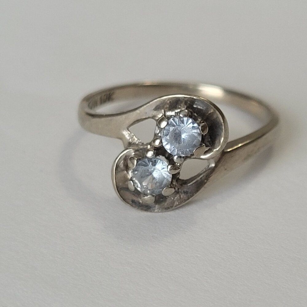 1960s Blue Topaz Ring 10k Vintage White Gold Dason December Birthstone - Picture 4 of 15